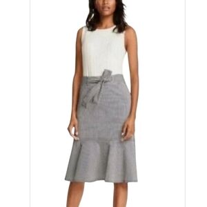 Ann Taylor Gray Midi Trumpet Skirt with Tie Front
